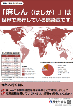 「麻しん」は世界で流行している感染症です。（出国前）
