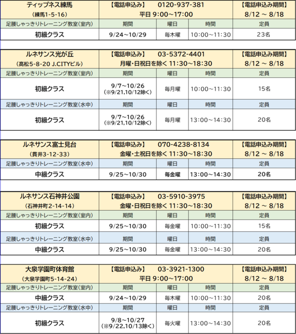 令和8年9月 募集教室