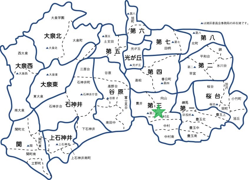 第三地区委員会の地図