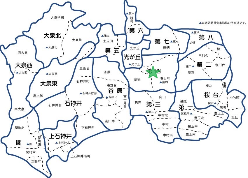 第四地区委員会の地図