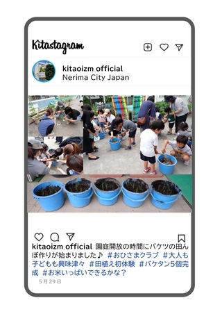 おひさまクラブが稲を植える写真