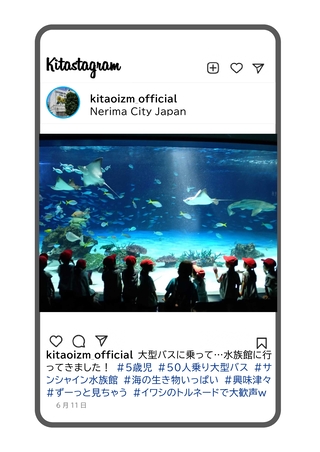 年長組がバス遠足で水族館に行った写真