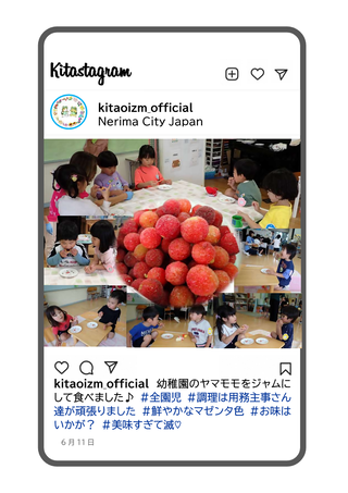 幼稚園で採れたヤマモモをジャムにして食べた写真