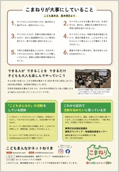 こまねりのチラシの裏面です