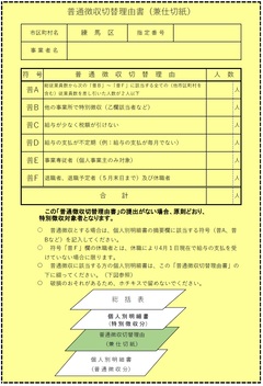 普通徴収切替理由書（兼仕切紙）